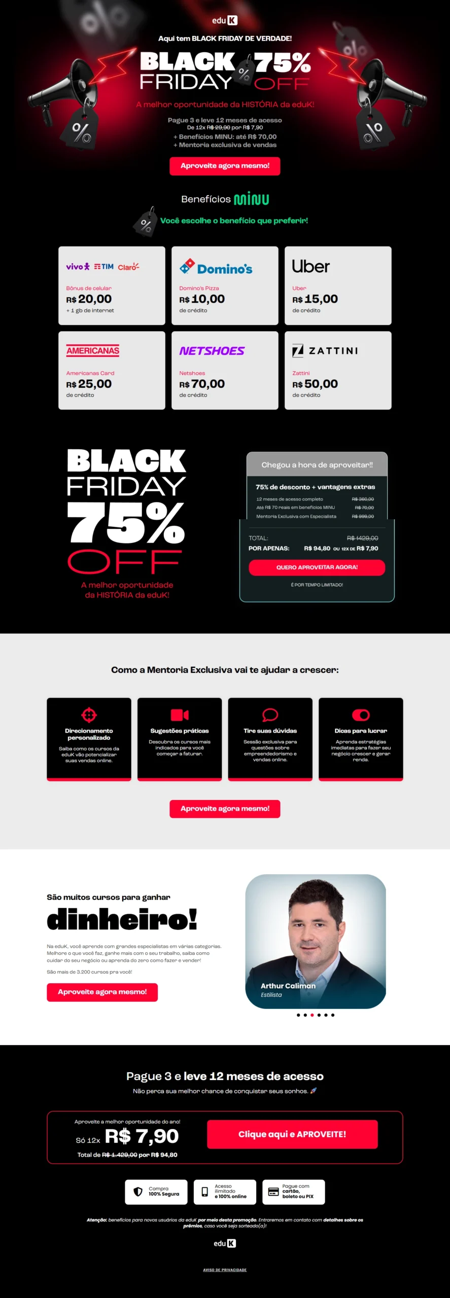 Landing page de conversão: copy + arquitetura de hierarquia da oferta.