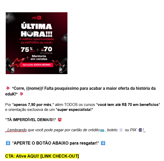 Exemplo de mensagem - WHATSAPP