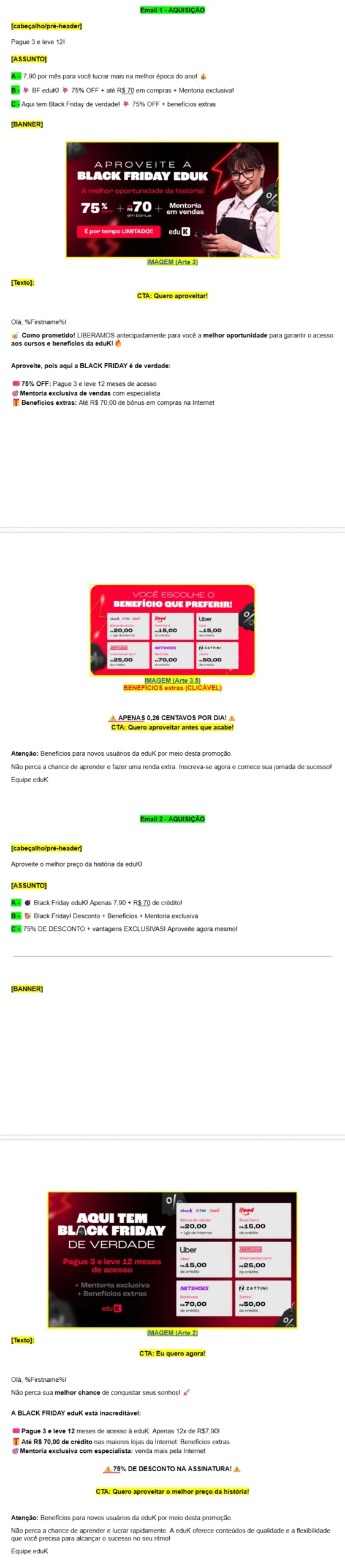 Exemplo de mensagens - E-MAIL